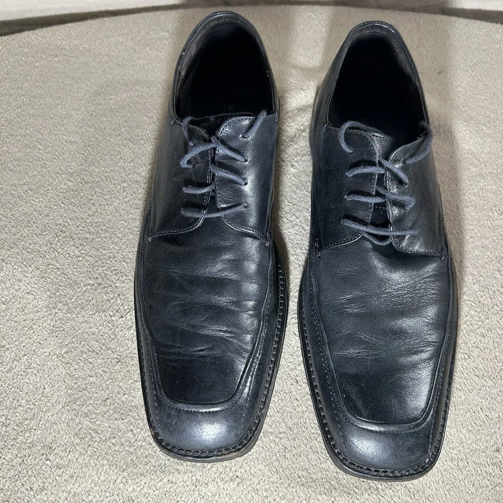 Bachrach Men's Black Leather Apron Toe Derby Dress Shoes Size 10.5 Romania